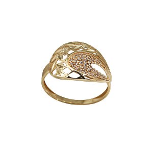 Anel Diamantado Ouro 18k Zircônias
