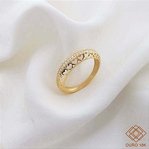 Anel Aparador Corações Ouro 18k Zircônia
