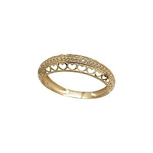 Anel Aparador Corações Ouro 18k Zircônia