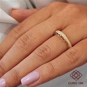 Anel Aparador Corações Ouro 18k Zircônia