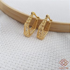 Brinco Argola Filigrana Ouro 18k