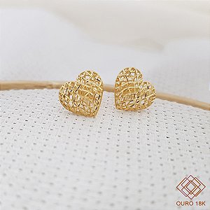 Brinco Coração Filigrana Ouro 18k