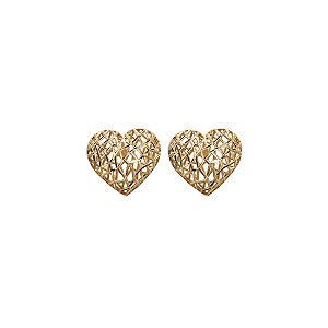 Brinco Coração Filigrana Ouro 18k