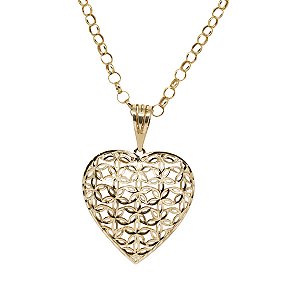 Kit Cordão Ouro 18k + Pingente Coração Diamantado