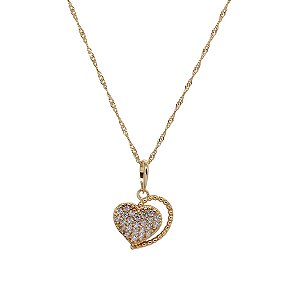Kit Cordão Ouro 18k + Pingente Coração Ouro 18k