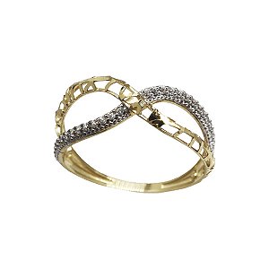 Anel Infinito Ouro 18k Zircônias