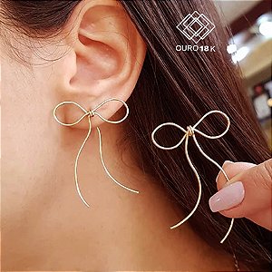 Brinco Anzol Laço Ouro 18k