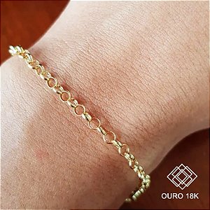Pulseira Elo Português 3mm Ouro 18k