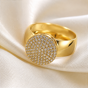 Anel Chuveiro Ouro 18k Zircônias