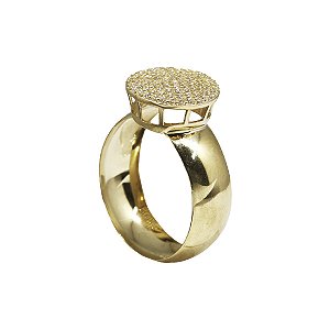 Anel Chuveiro Ouro 18k Zircônias