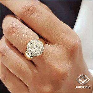 Anel Chuveiro Ouro 18k Zircônias