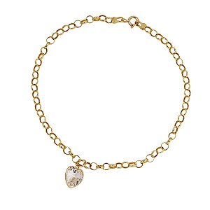 Kit Pulseira Ouro 18k + Pingente Coração Ouro 18k