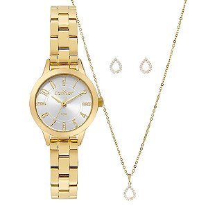 Kit Relógio Condor Feminino Dourado Co2035nwm/k4k