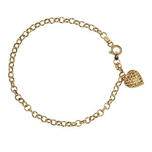 Pulseira Coração Elo Português Ouro 18k