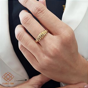 Anel Relevos Ouro 18k