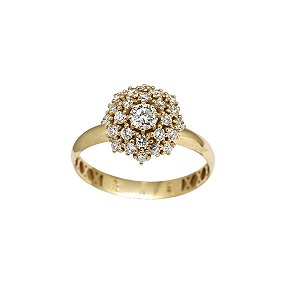 Anel Chuveiro Rainha Ouro 18k Diamante Laboratório