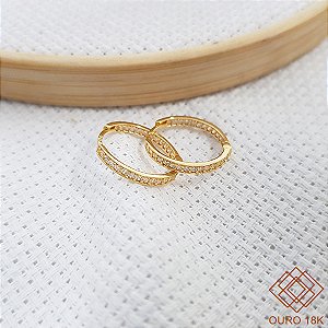 Brinco Argola Ouro 18k Zircônias