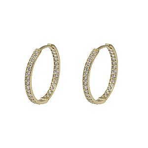 Brinco Argola Ouro 18k Zircônias