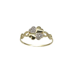 Anel Trevo Ouro 18k Zircônias