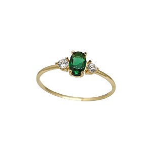 Anel Ouro 18k Zircônia Verde