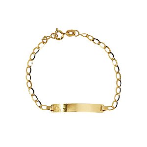Pulseira Plaquinha Infantil Masculina Ouro 18k