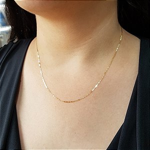 Cordão Malha Piastrine Ouro 18k - 45cm