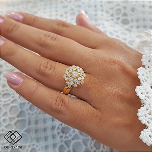 Anel Chuveiro Rainha Ouro 18k Diamantes