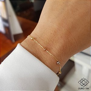 Pulseira Esferas 3 Tons Ouro 18k
