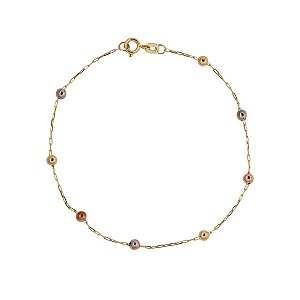 Pulseira Esferas 3 Tons Ouro 18k
