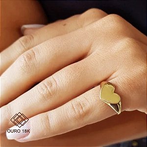Anel Dedinho Coração Ouro 18k