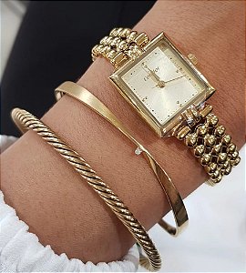 Relógio Condor Quadrado Dourado Co2035nuu/5x