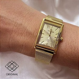 Relógio Technos Slim Dourado Vidro Safira - Gl22ap/1x