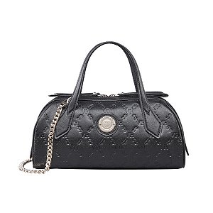Bolsa Victor Hugo em Couro Preta Fiori AL Baby VH Elos