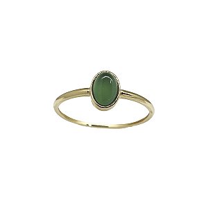 Anel Solitário Ouro 18k Crisopázio Cabochão