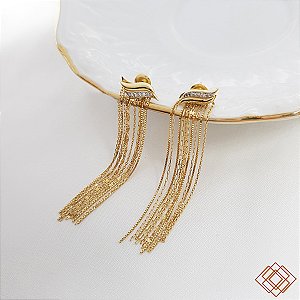 Brinco Franjas Ouro 18k com Diamantes