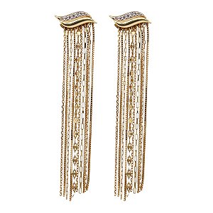 Brinco Franjas Ouro 18k com Diamantes