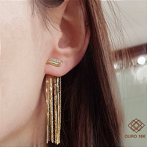 Brinco Franjas Ouro 18k com Diamantes