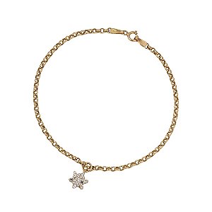 Pulseira Elo Português Ouro 18k com Pingente Estrela - 17,5cm