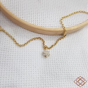 Pulseira Elo Português Ouro 18k com Pingente Estrela - 17,5cm