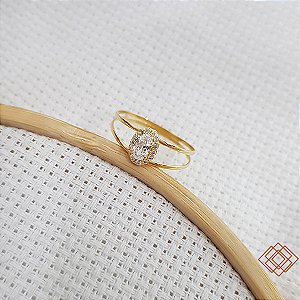 Anel Solitário Oval Ouro 18k Zircônia