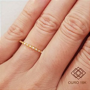 Anel Aparador Ouro 18k Zircônias