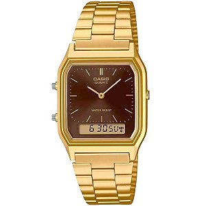 Relógio Casio Vintage Unissex Dourado Aq-230ga-5amqydf-sc
