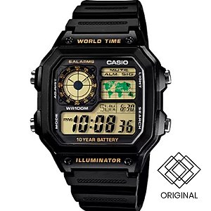 Relógio Casio World Time Masculino Ae-1200wh-1bvdf-sc