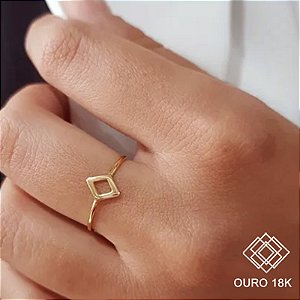 Anel Minimalista Losango Ouro 18k