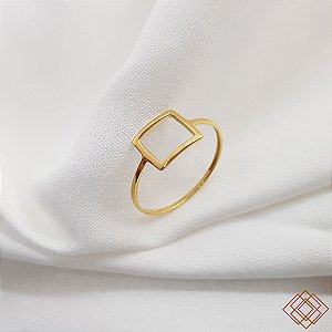 Anel Minimalista Quadrado Ouro 18k