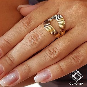 Anel Relevos Ouro 18k