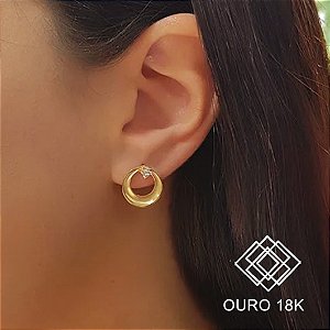 Brinco Elo em Ouro 18k e Topázio