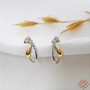 Brinco 2 Tons Ouro 18k e Topázio