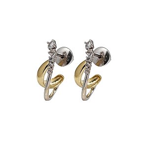 Brinco 2 Tons Ouro 18k e Topázio
