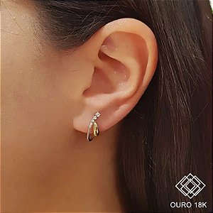 Brinco 2 Tons Ouro 18k e Topázio